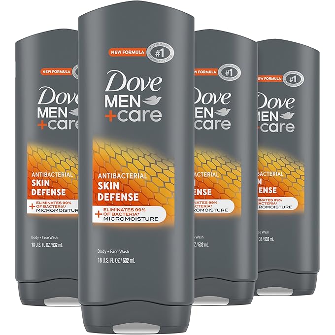 غسول دوف للرجال+عناية للبشرة للعناية بالبشرة 4 للعناية الناعمة والمرطبة، يغسل البكتيريا بفعالية مع تغذية بشرتك 18 أونصة